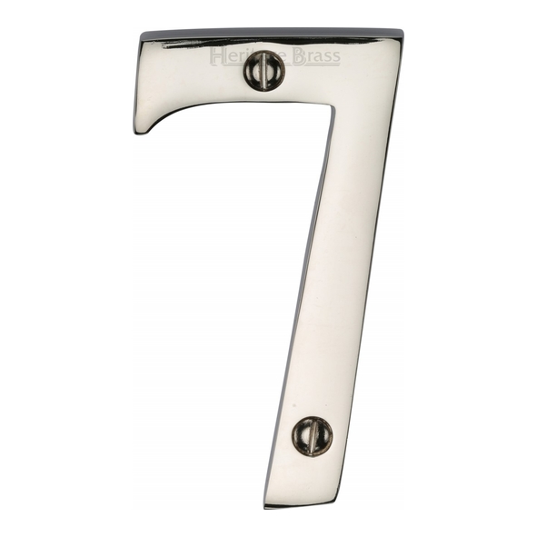 C1560 7-PNF • 76mm • Polished Nickel • Heritage Brass Face Fixing Numeral 7